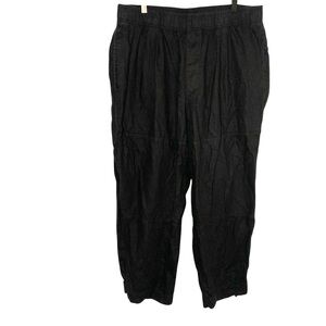 COS Women’s Large Cropped Wide Leg Black 100% Linen Pull-On Casual Comfy Pants